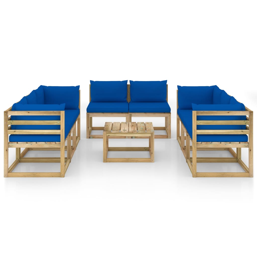 9-tlg. Garten-Lounge-Set mit Kissen Imprägniertes Kiefernholz