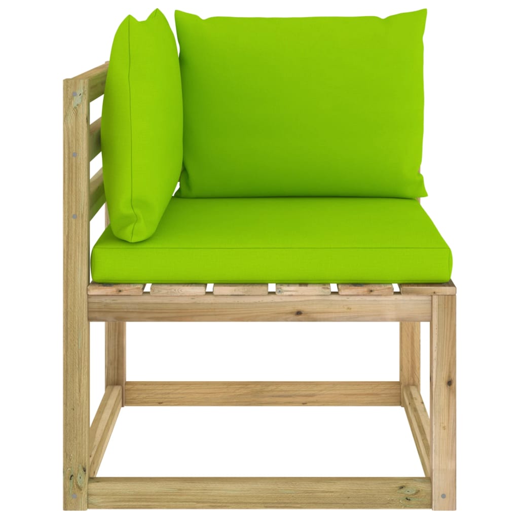 Garten-Ecksofa mit Kissen Grün Imprägniertes Kiefernholz