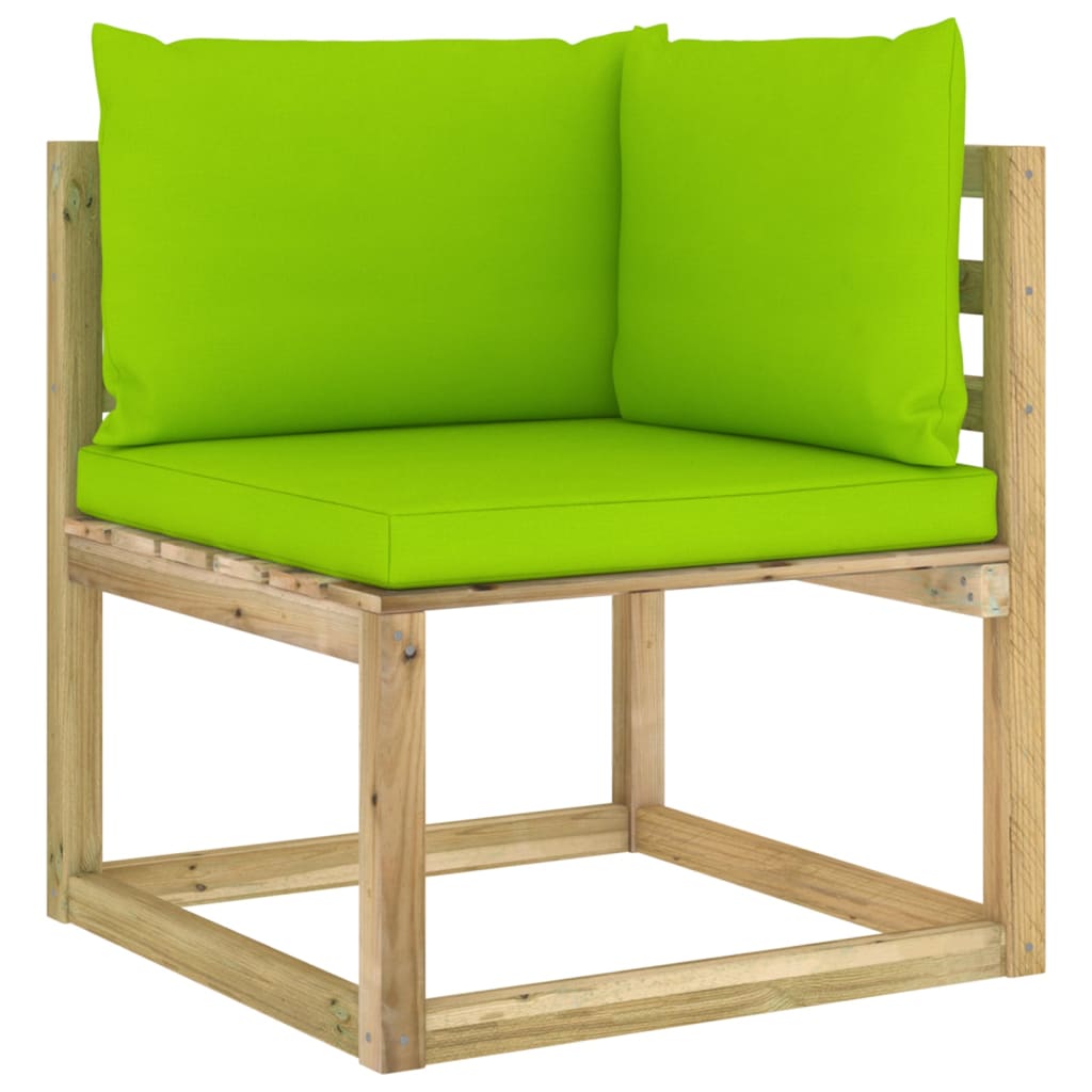 Garten-Ecksofa mit Kissen Grün Imprägniertes Kiefernholz