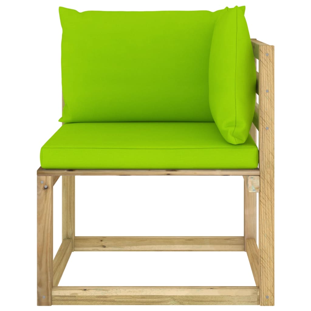 Garten-Ecksofa mit Kissen Grün Imprägniertes Kiefernholz