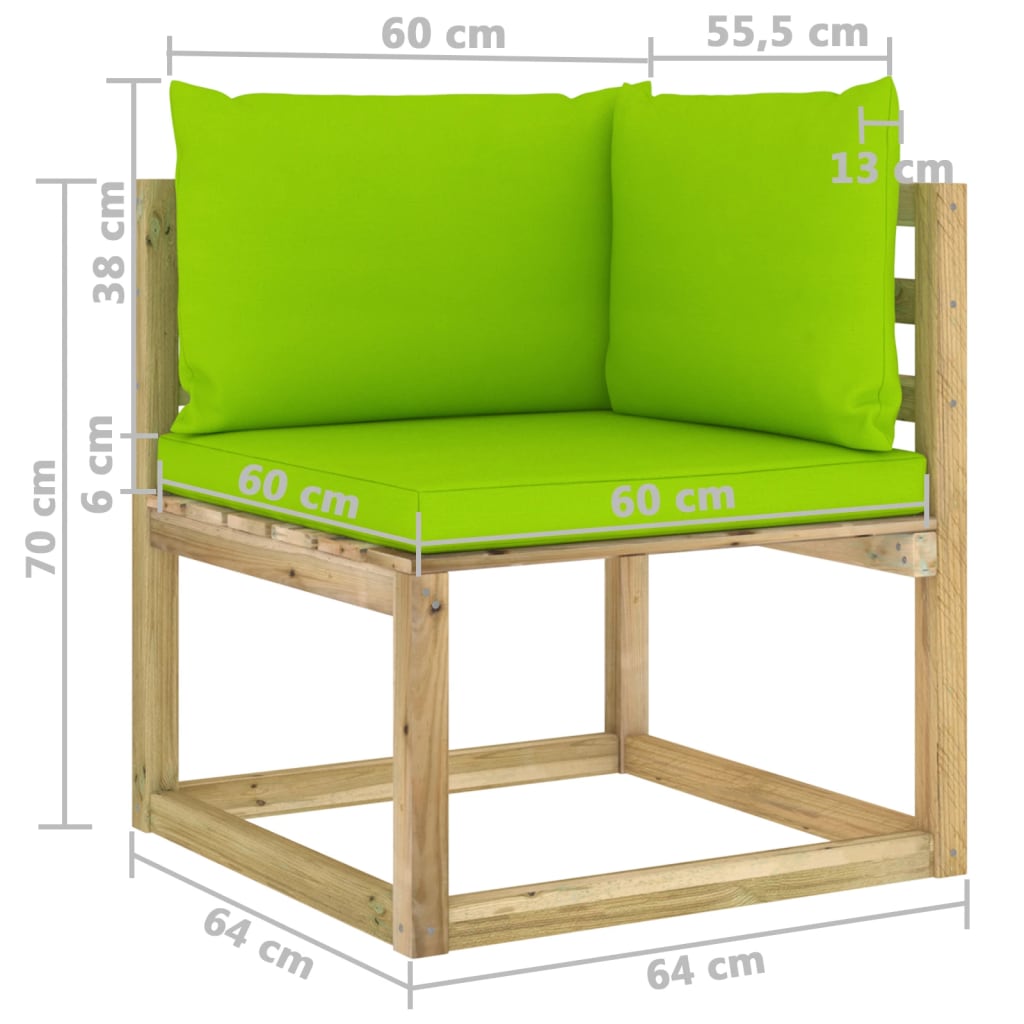 Garten-Ecksofa mit Kissen Grün Imprägniertes Kiefernholz