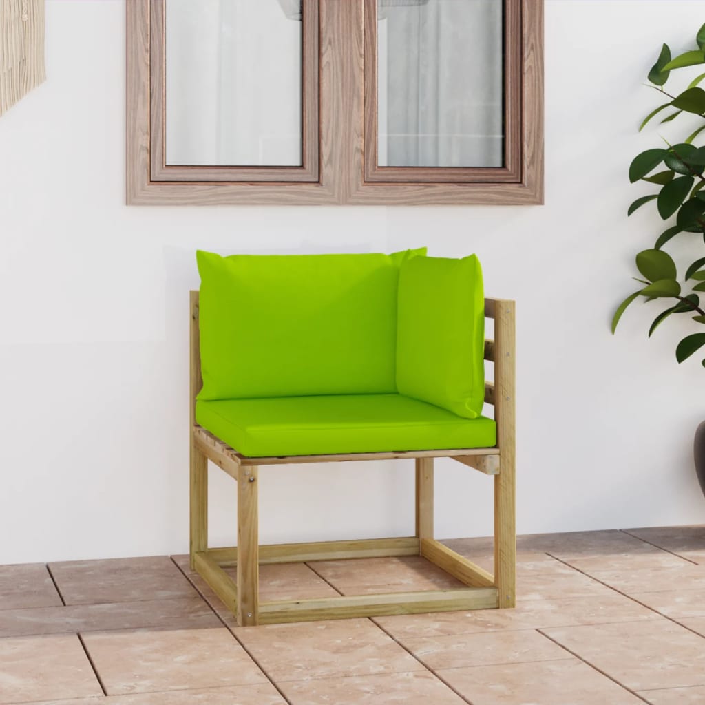 Garten-Ecksofa mit Kissen Grün Imprägniertes Kiefernholz