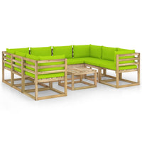 Thumbnail for 9-tlg. Garten-Lounge-Set mit Kissen Imprägniertes Kiefernholz