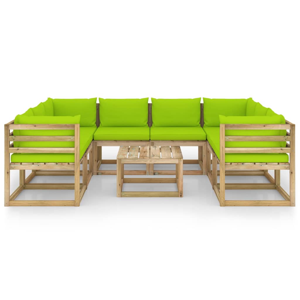 9-tlg. Garten-Lounge-Set mit Kissen Imprägniertes Kiefernholz