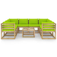 Thumbnail for 9-tlg. Garten-Lounge-Set mit Kissen Imprägniertes Kiefernholz