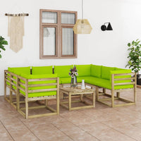 Thumbnail for 9-tlg. Garten-Lounge-Set mit Kissen Imprägniertes Kiefernholz
