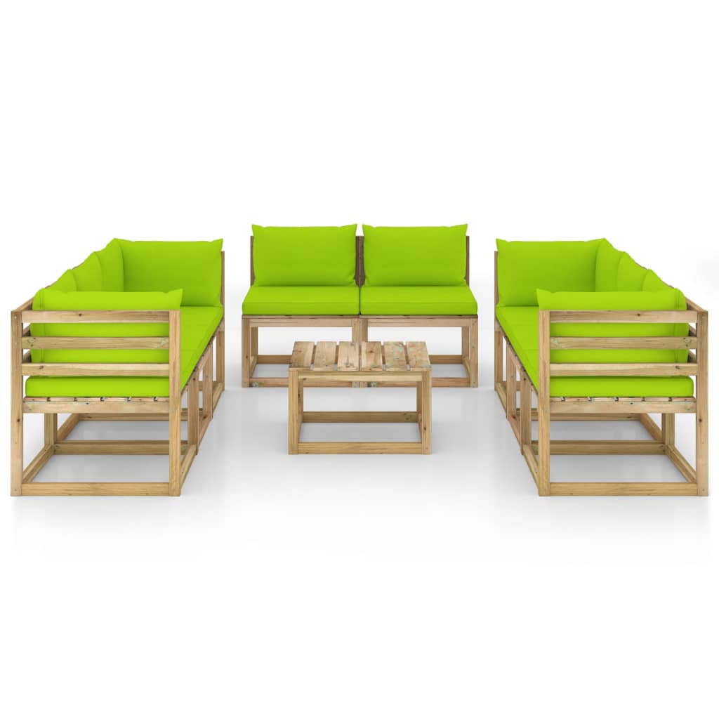 9-tlg. Garten-Lounge-Set mit Kissen Imprägniertes Kiefernholz