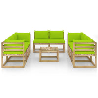 Thumbnail for 9-tlg. Garten-Lounge-Set mit Kissen Imprägniertes Kiefernholz