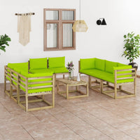 Thumbnail for 9-tlg. Garten-Lounge-Set mit Kissen Imprägniertes Kiefernholz