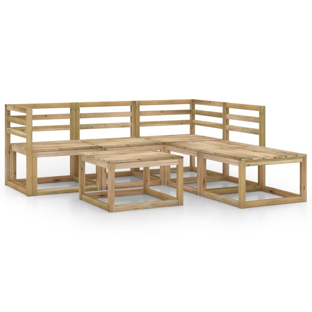 6-tlg. Garten-Lounge-Set Grün Imprägniertes Kiefernholz