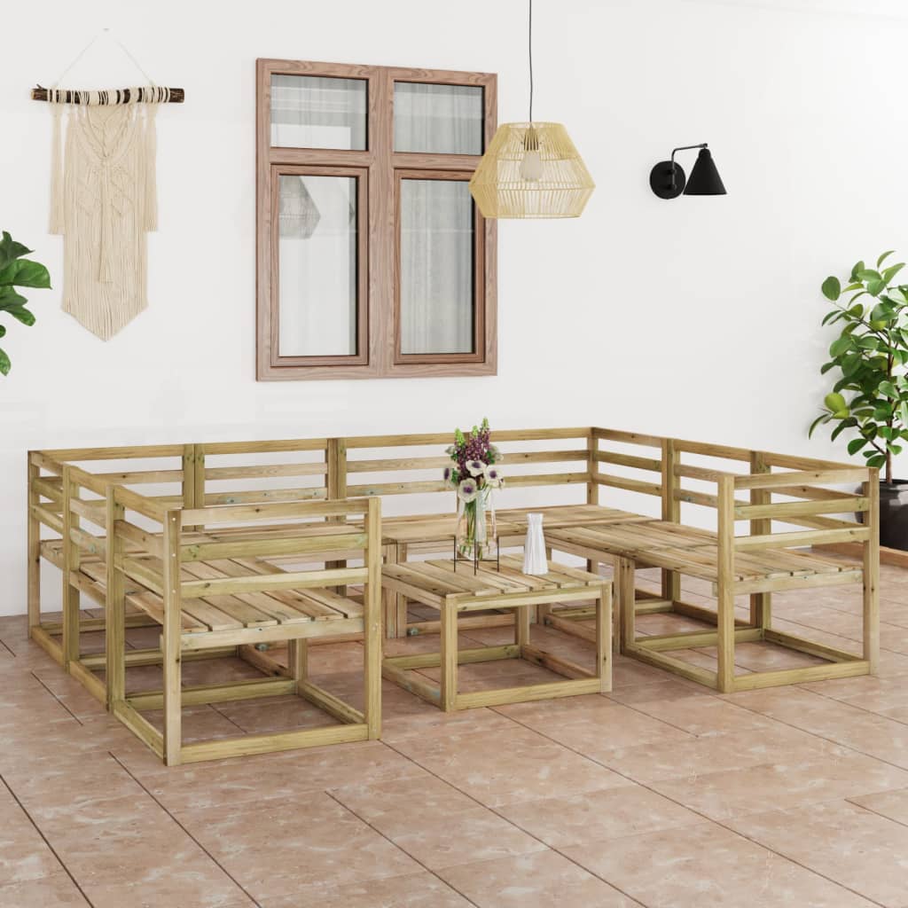 9-tlg. Garten-Lounge-Set Grün Imprägniertes Kiefernholz