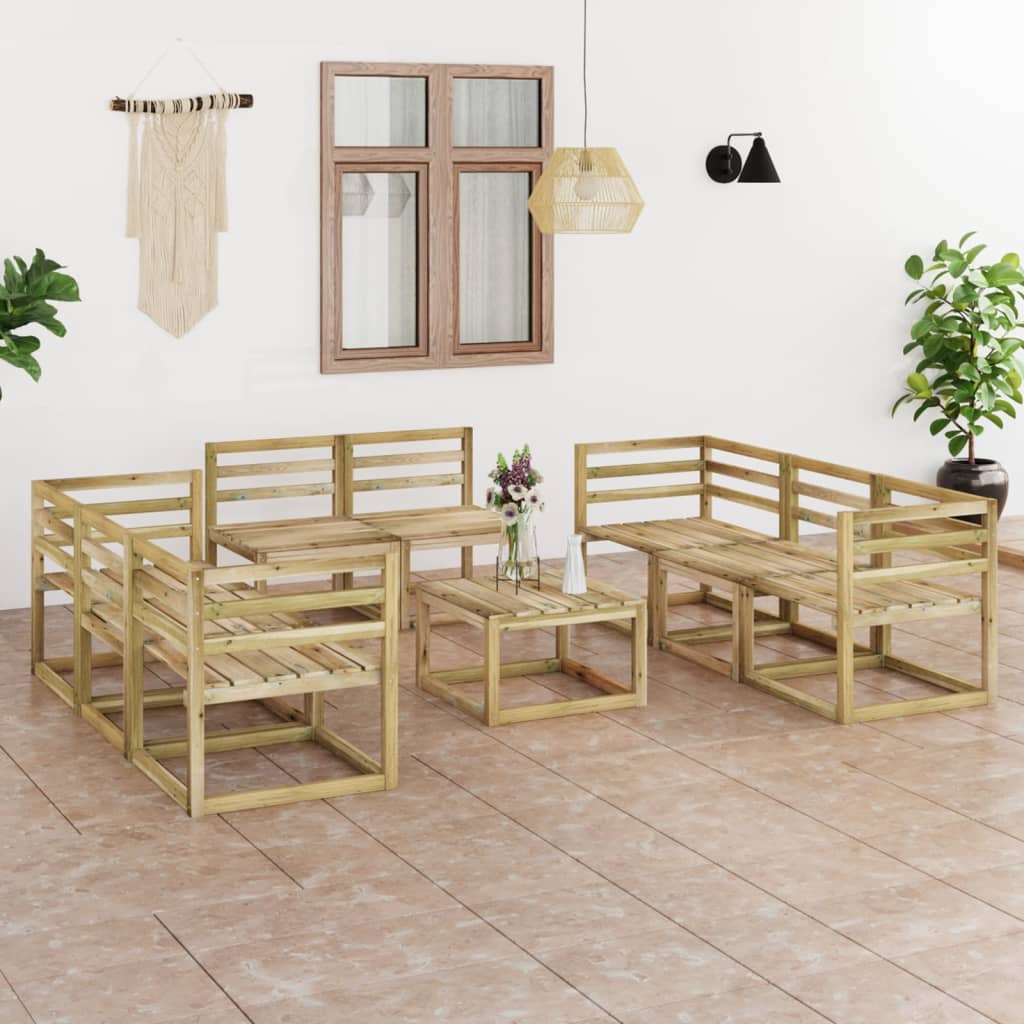 9-tlg. Garten-Lounge-Set Grün Imprägniertes Kiefernholz