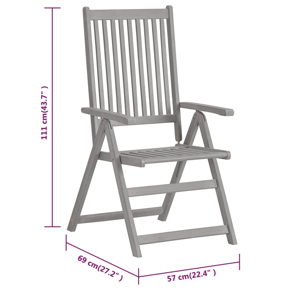 Verstellbare Gartenstühle 6 Stk. mit Auflagen Massivholz Akazie