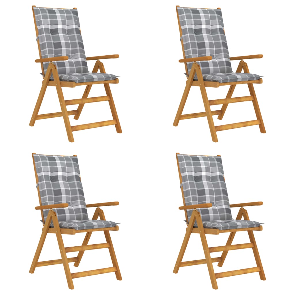 Verstellbare Gartenstühle 4 Stk. mit Auflagen Massivholz Akazie