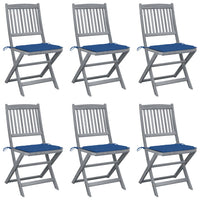 Thumbnail for Klappbare Gartenstühle 6 Stk. mit Sitzkissen Massivholz Akazie