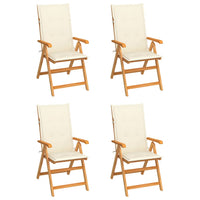 Thumbnail for Gartenstühle 4 Stk. mit Creme Kissen Massivholz Teak