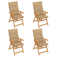 Thumbnail for Gartenstühle 4 Stk. mit Beigen Kissen Massivholz Teak