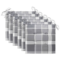 Thumbnail for Gartenstühle mit Kissen 6 Stk. Grau Karomuster Massivholz Teak