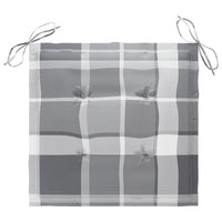 Thumbnail for Gartenstühle mit Kissen 6 Stk. Grau Karomuster Massivholz Teak