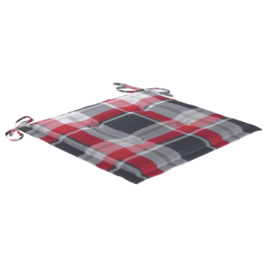 Gartenstühle mit Kissen 4 Stk. Rot Karomuster Massivholz Teak