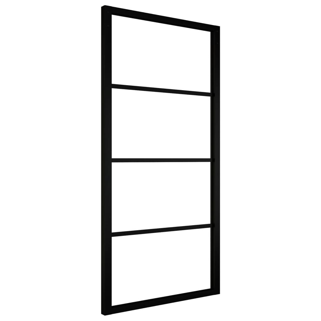 Schiebetür Aluminium und ESG-Glas 90x205 cm Schwarz
