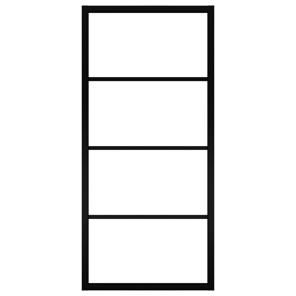 Schiebetür Aluminium und ESG-Glas 90x205 cm Schwarz