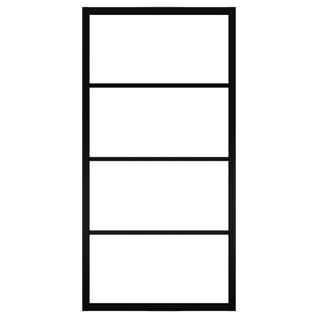 Schiebetür Aluminium und ESG-Glas 102,5x205 cm Schwarz