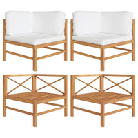 Thumbnail for Ecksofas 2 Stk. mit Creme Kissen Massivholz Teak