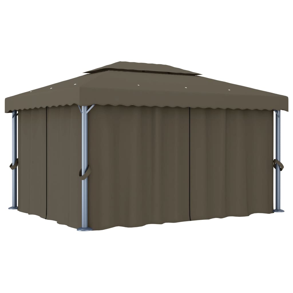 Pavillon mit Vorhang 4x3 m Taupe Aluminium