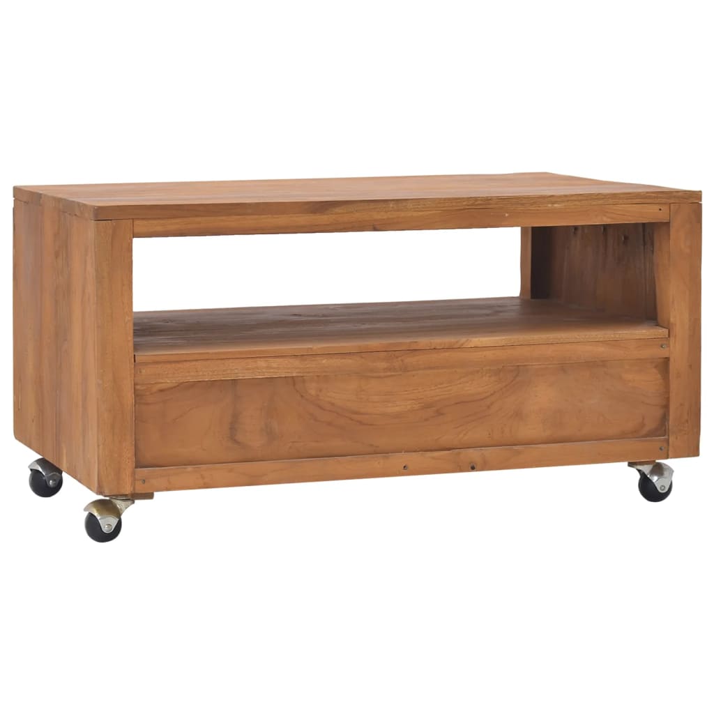 TV-Schrank mit Rollen 80x50x42 cm Teak Massivholz