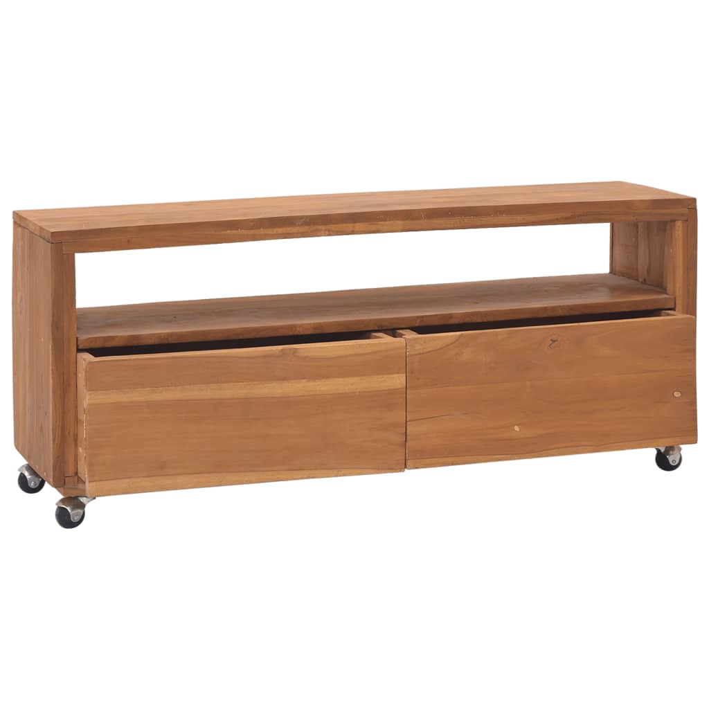 TV-Schrank mit Rollen 110x30x40 cm Teak Massivholz
