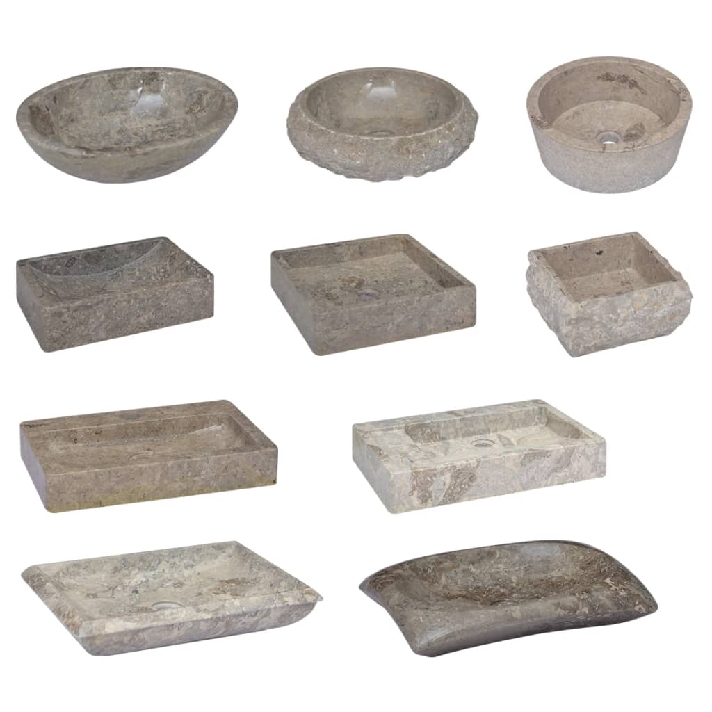 Waschbecken Grau 40x40x12 cm Marmor