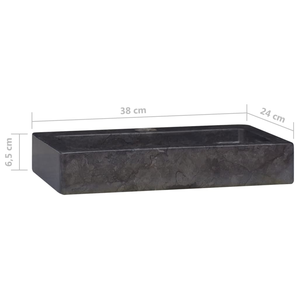 Waschbecken Schwarz 38x24x6,5 cm Marmor