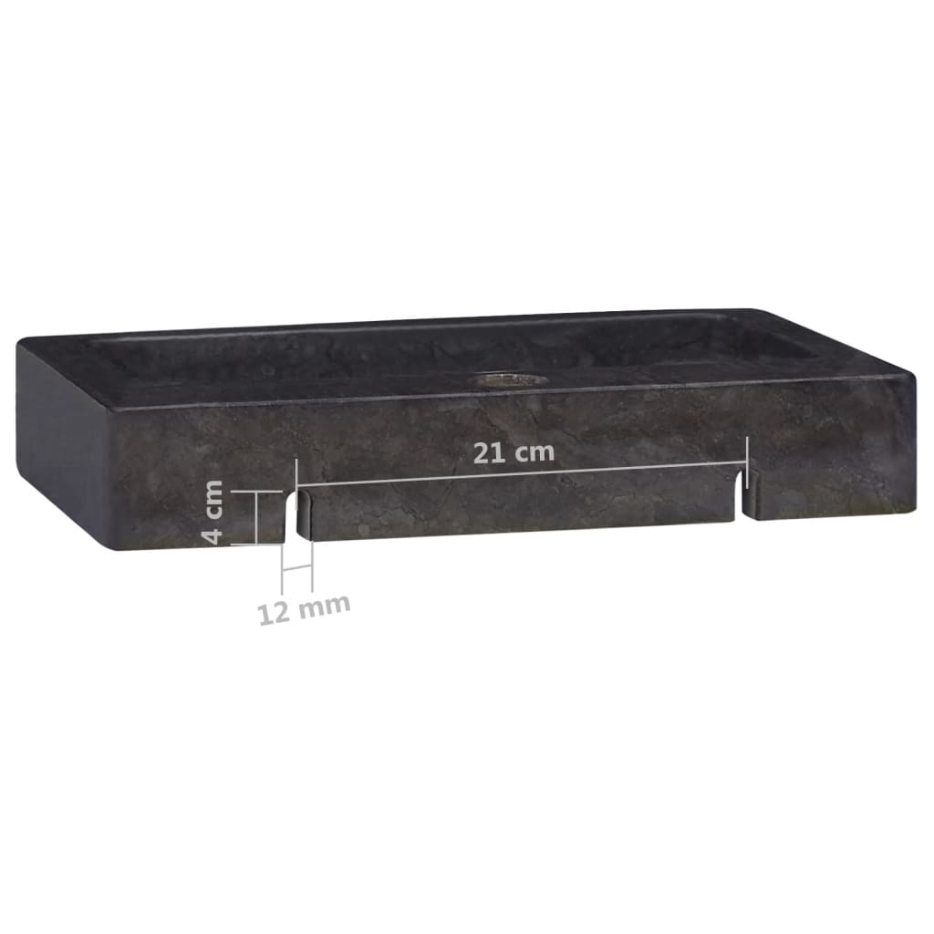 Waschbecken Schwarz 38x24x6,5 cm Marmor