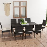 Thumbnail for 9-tlg. Garten-Essgruppe Poly Rattan Schwarz
