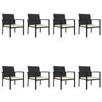 Thumbnail for 9-tlg. Garten-Essgruppe Poly Rattan Schwarz