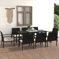 Thumbnail for 9-tlg. Garten-Essgruppe Poly Rattan Schwarz