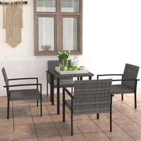Thumbnail for 5-tlg. Garten-Essgruppe Poly Rattan Grau