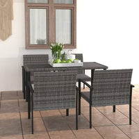 Thumbnail for 5-tlg. Garten-Essgruppe Poly Rattan Grau