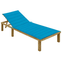 Thumbnail for Sonnenliege mit Blauer Auflage Imprägniertes Kiefernholz