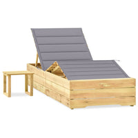 Thumbnail for Garten-Sonnenliege mit Tisch und Auflage Kiefer Imprägniert
