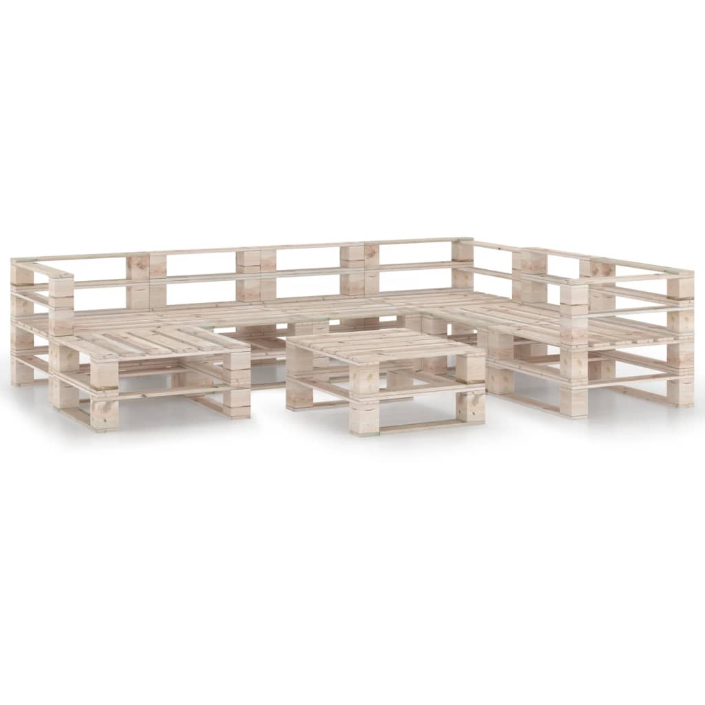 8-tlg. Garten-Sofagarnitur aus Paletten Kiefernholz