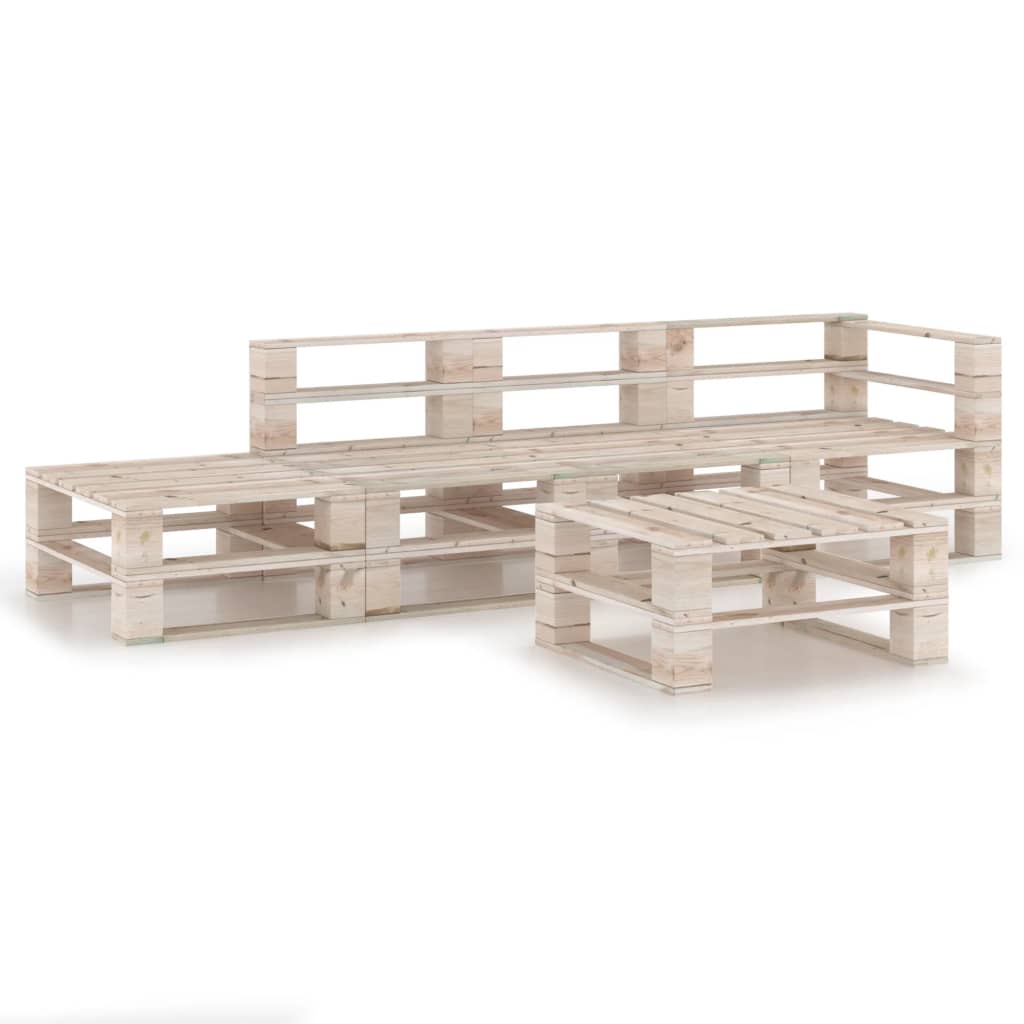 5-tlg. Garten-Sofagarnitur aus Paletten Kiefernholz