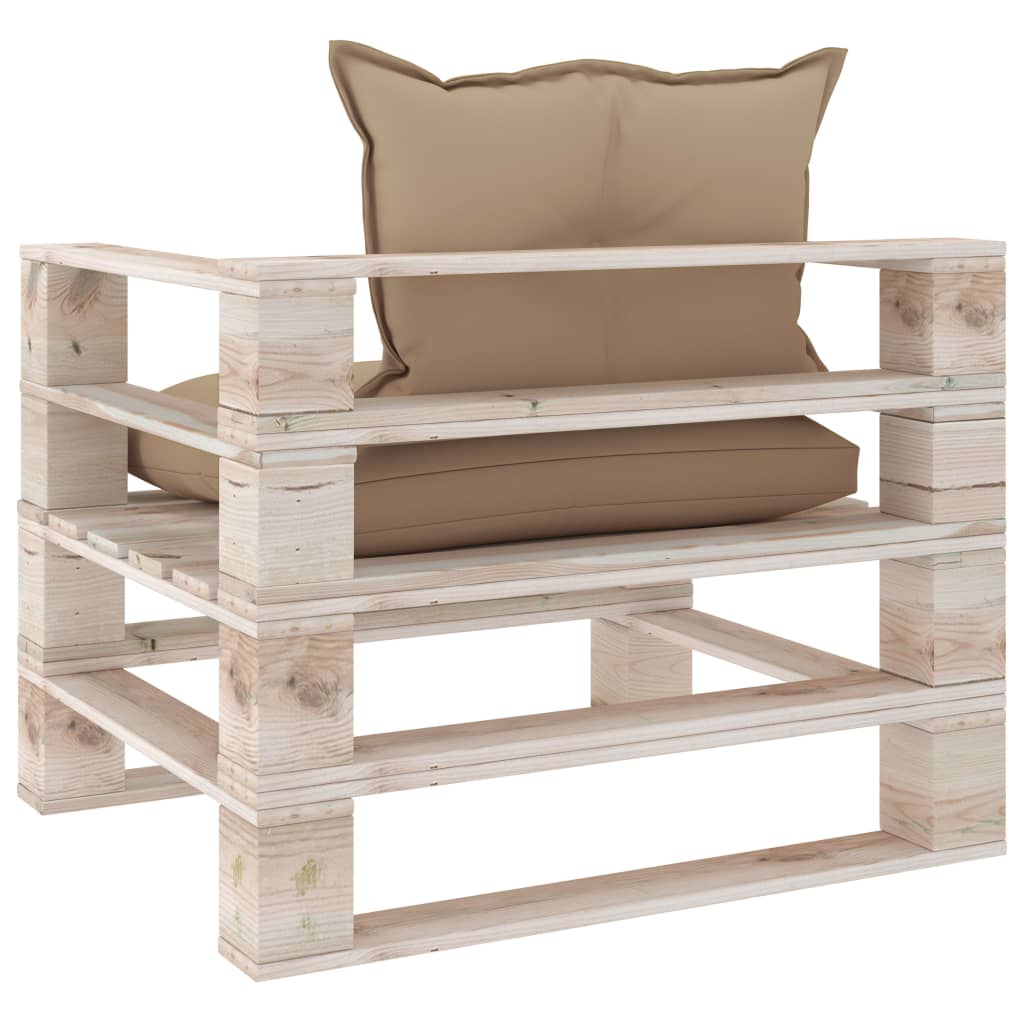 Garten-Palettensofa mit Beigen Kissen Kiefernholz