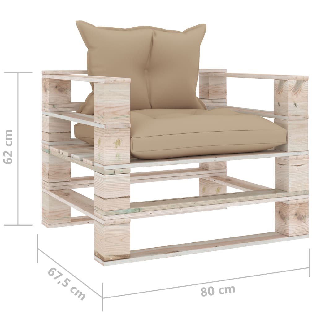 Garten-Palettensofa mit Beigen Kissen Kiefernholz