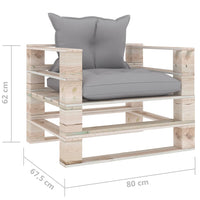 Thumbnail for Garten-Palettensofa mit Grauen Kissen Kiefernholz