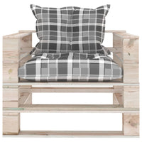 Thumbnail for Garten-Palettensofa mit Kissen Grau Karomuster Kiefernholz