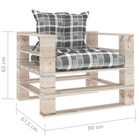 Thumbnail for Garten-Palettensofa mit Kissen Grau Karomuster Kiefernholz