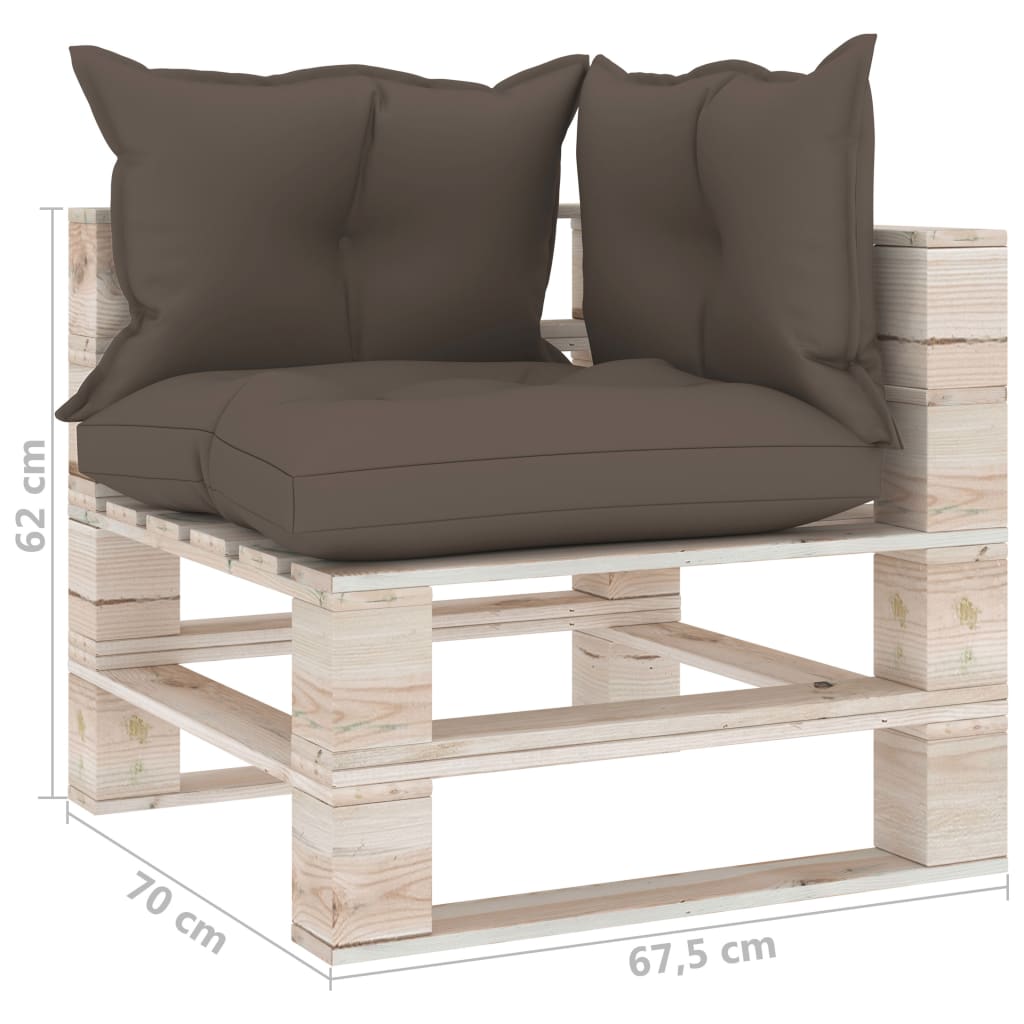 Garten-Paletten-Ecksofa mit Kissen Kiefernholz