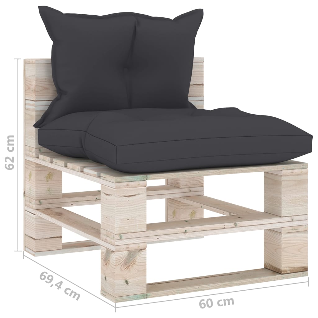 Garten-Paletten-Mittelsofa mit Kissen Kiefernholz